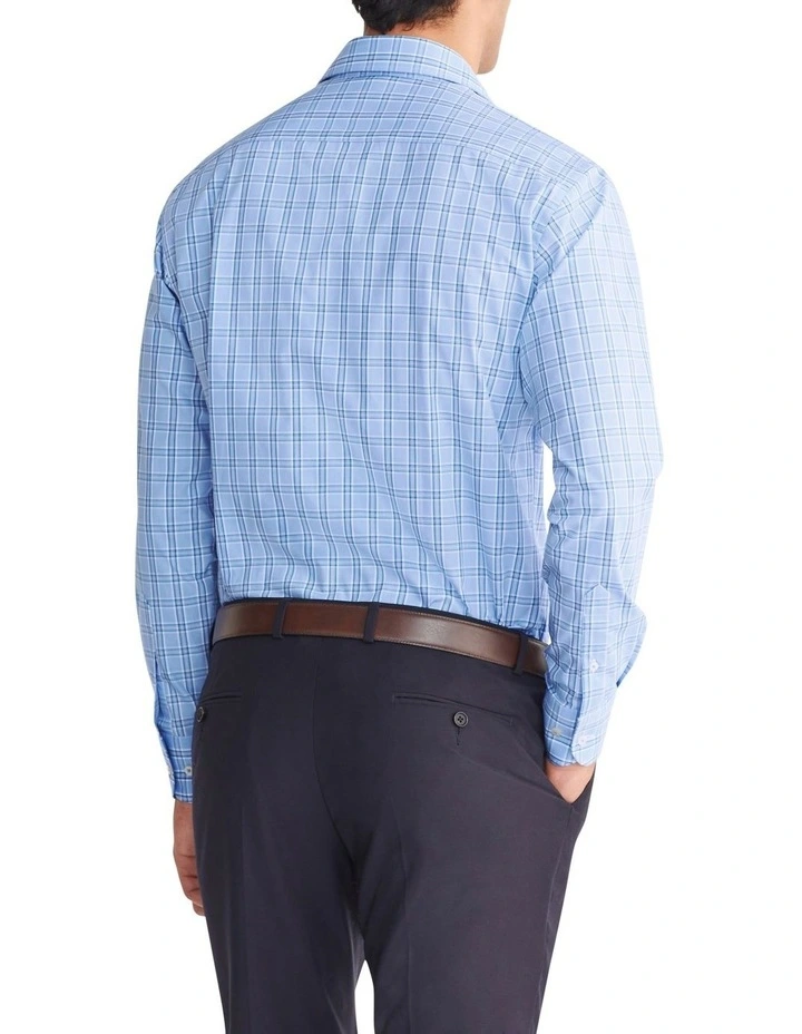 Tailored 2 Colour Check On Shirt in Blue image 2