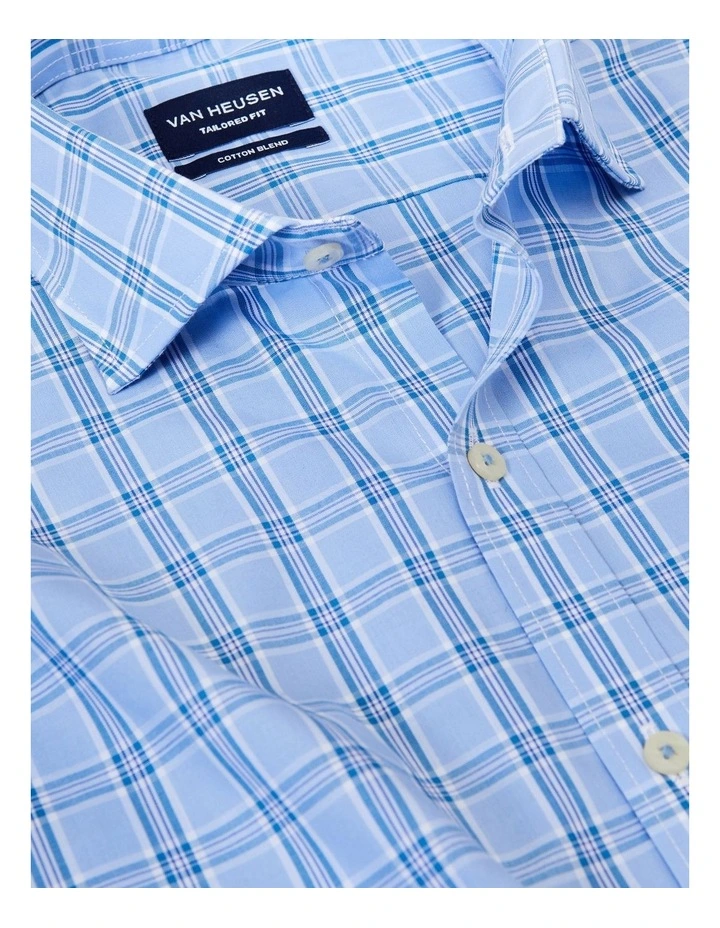 Tailored 2 Colour Check On Shirt in Blue image 3