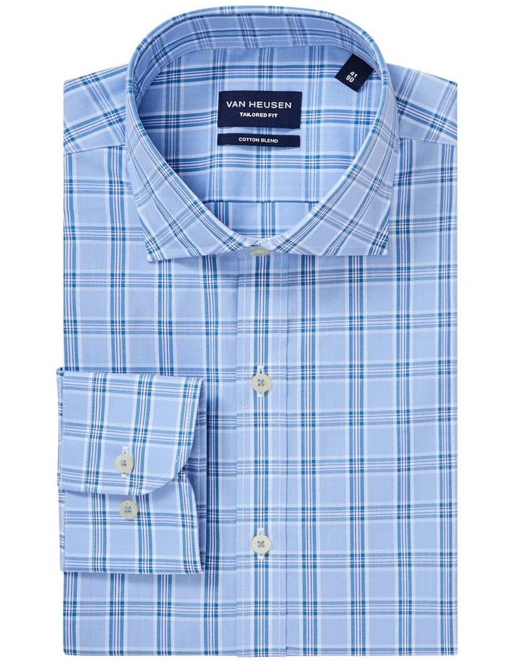 Tailored 2 Colour Check On Shirt in Blue image 4
