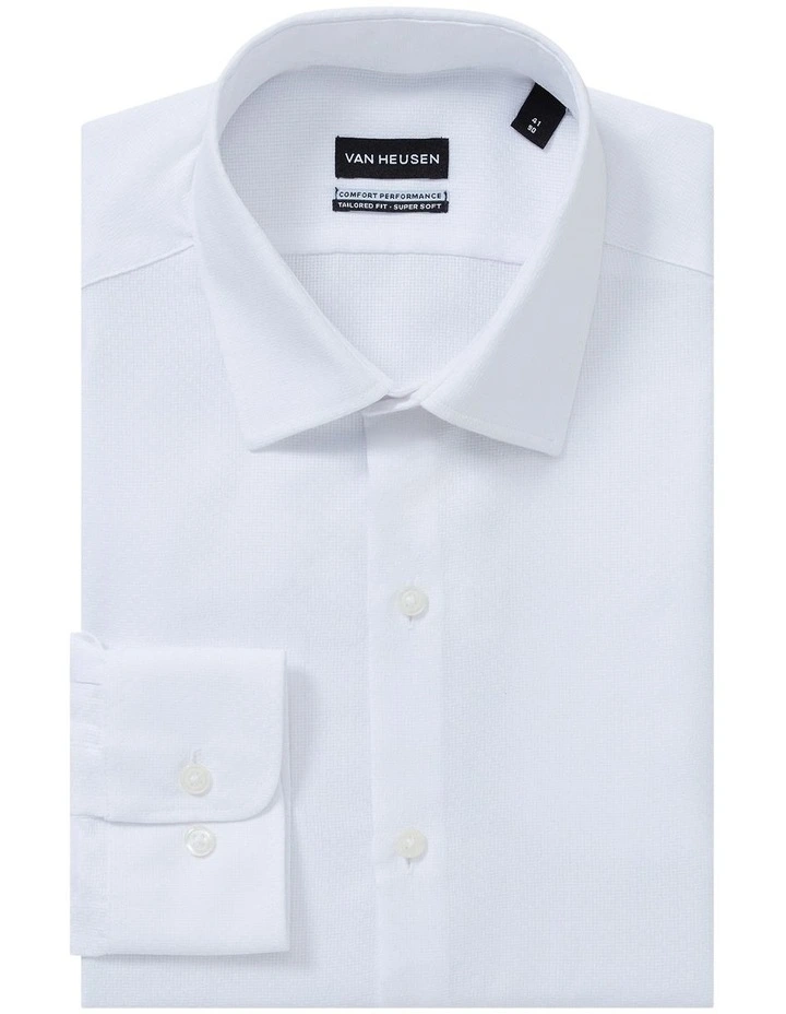 Tailored Fit Shirt 1 Col Dobby in White image 3