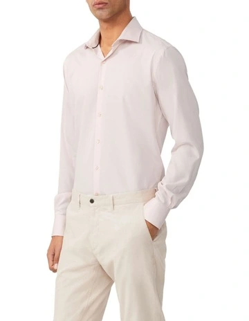 1 Col Heritage Weave Tailored Shirt in Pink