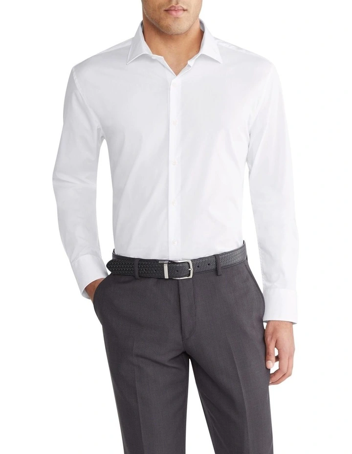 Slim Solid Stretch Shirt in White image 1