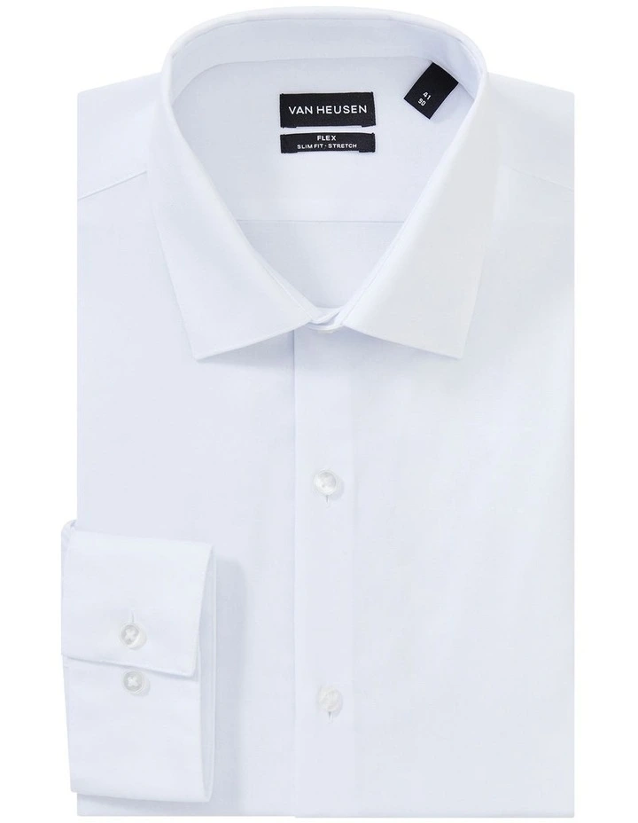 Slim Solid Stretch Shirt in White image 3