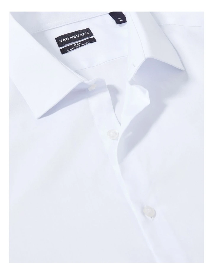 Slim Solid Stretch Shirt in White image 4