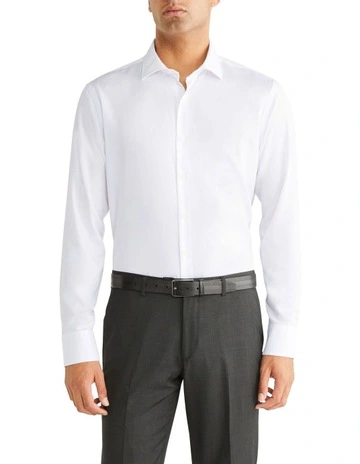 Slim Textured Dobby Shirt in White