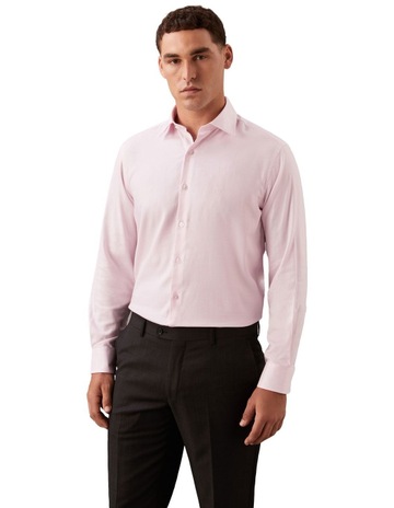 Slim Fit Long Sleeve Shirt in Dobby Pink