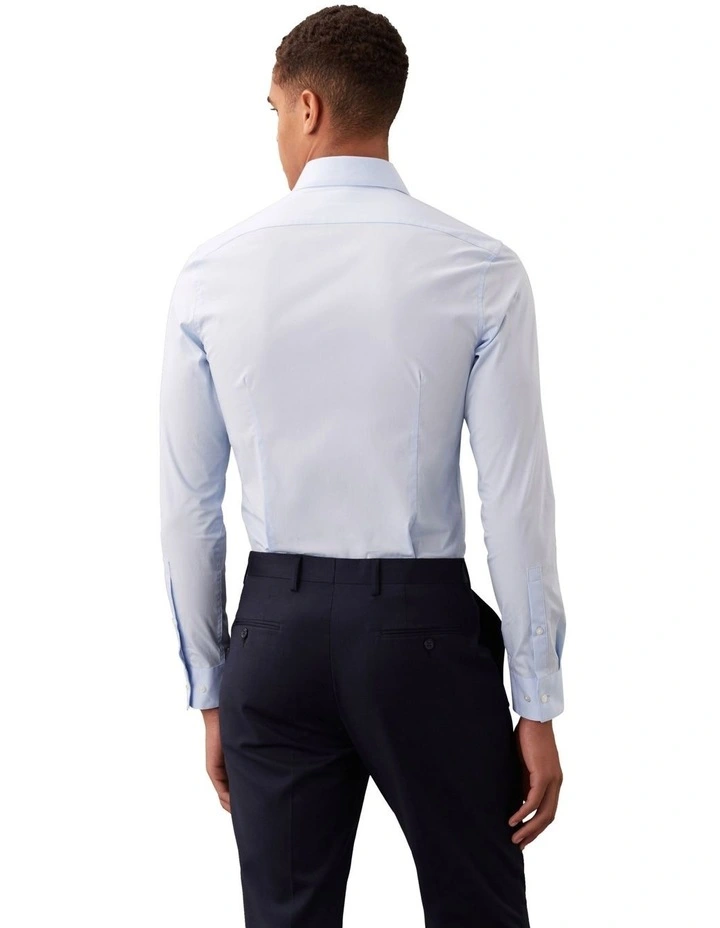 Slim Fit Long Sleeve Poplin Shirt in Blue image 2