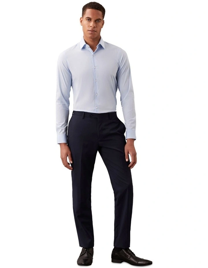 Slim Fit Long Sleeve Poplin Shirt in Blue image 3