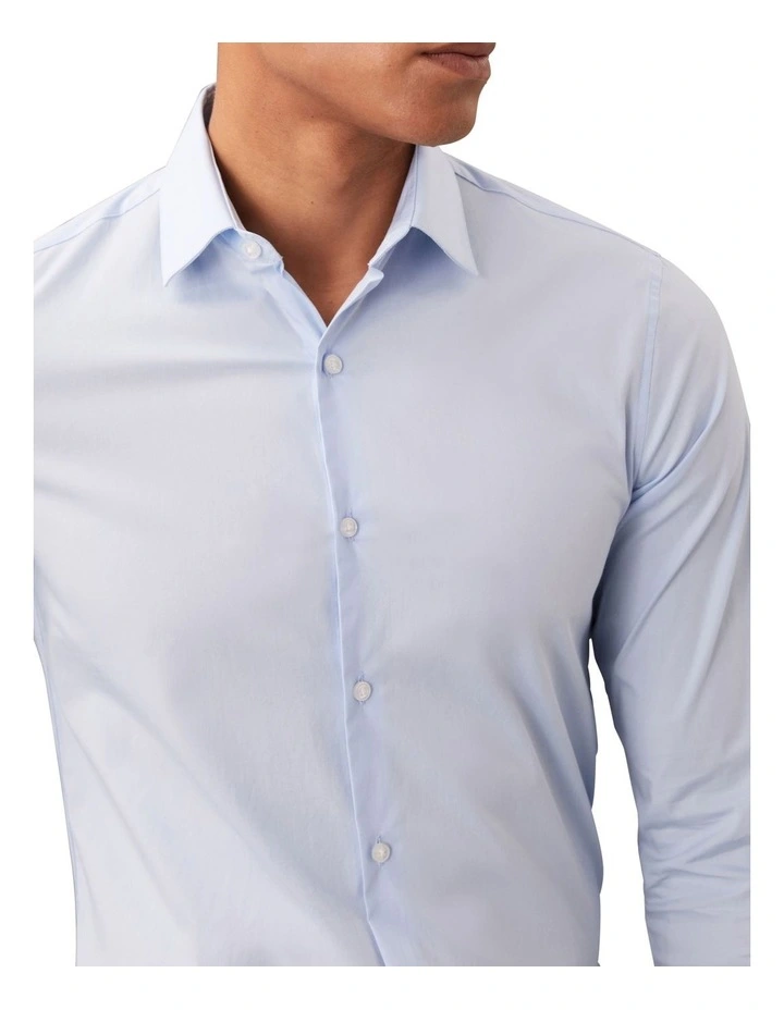 Slim Fit Long Sleeve Poplin Shirt in Blue image 4