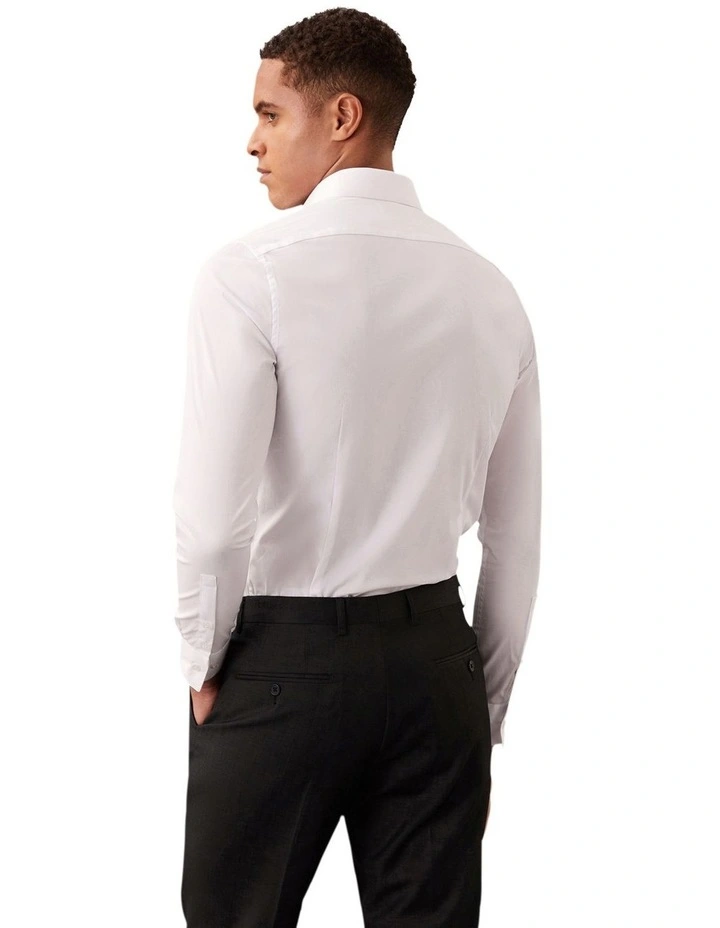 Slim Fit Long Sleeve Poplin Shirt in White image 2