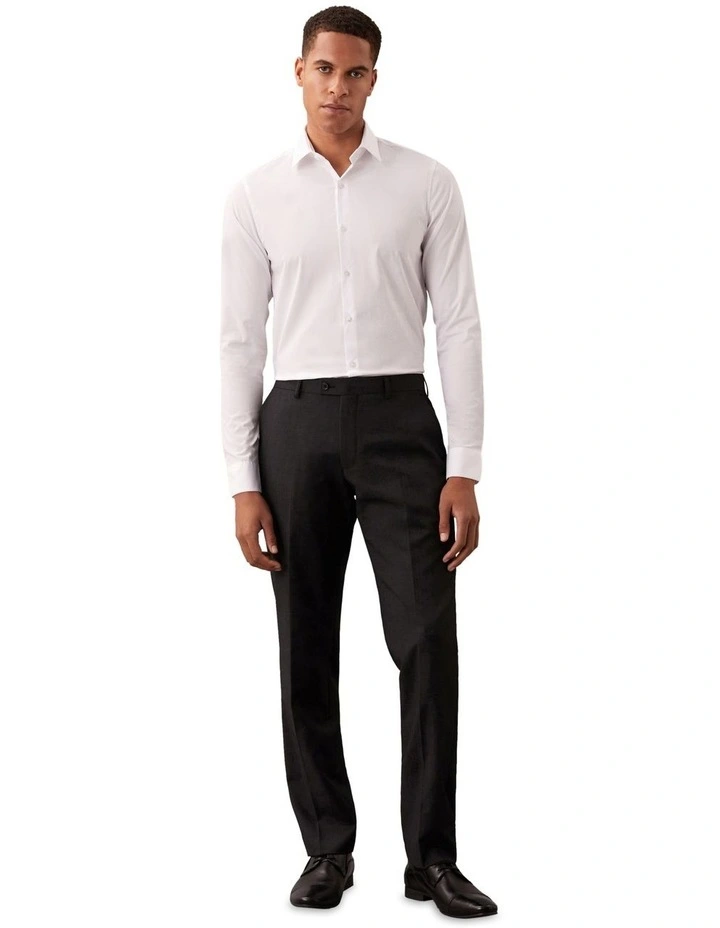 Slim Fit Long Sleeve Poplin Shirt in White image 3