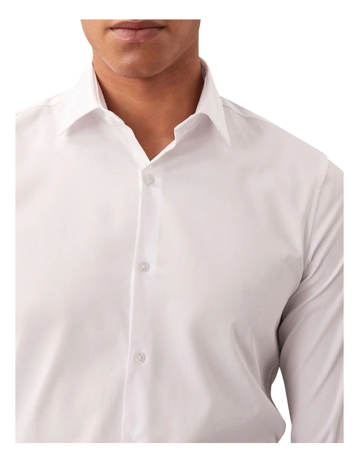 Slim Fit Long Sleeve Poplin Shirt in White image 4