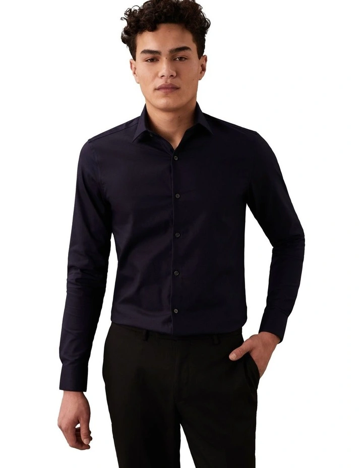 Slim Fit Essential Twill Shirt in Navy image 1