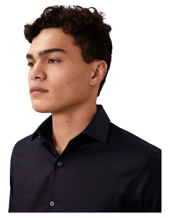 Slim Fit Essential Twill Shirt in Navy image 4