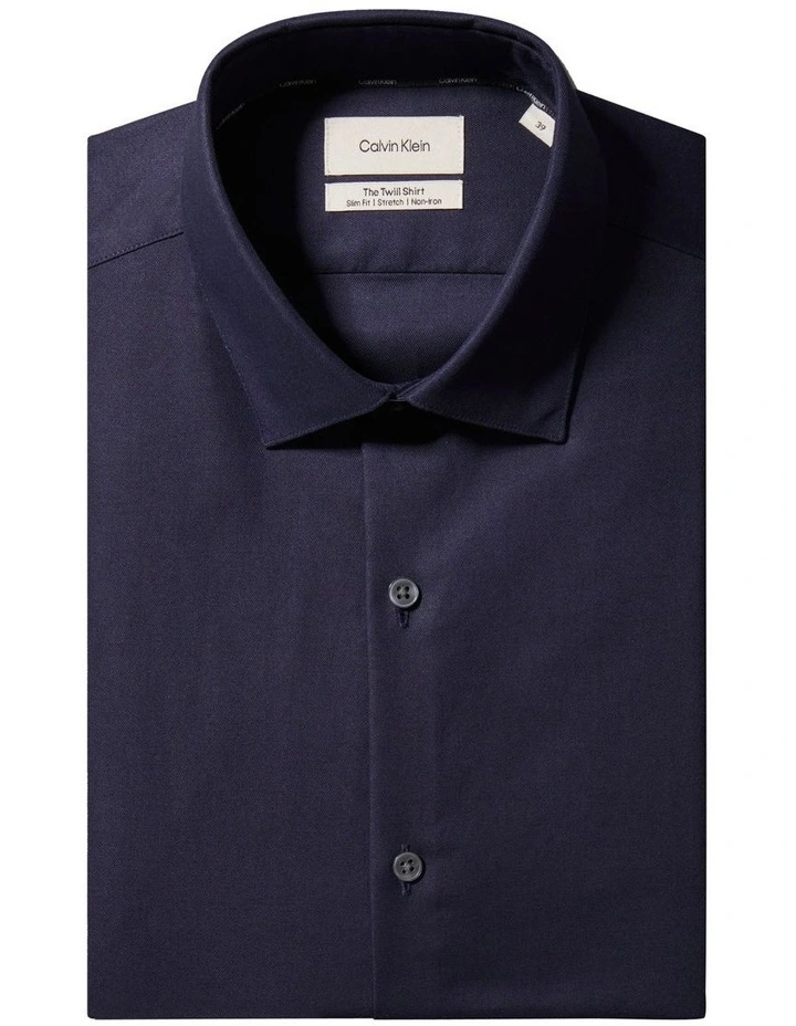 Slim Fit Essential Twill Shirt in Navy image 5