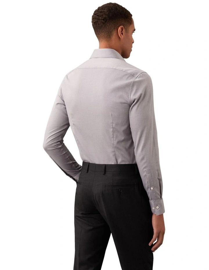 Slim Fit Long Sleeve Textured Shirt in Grey image 2