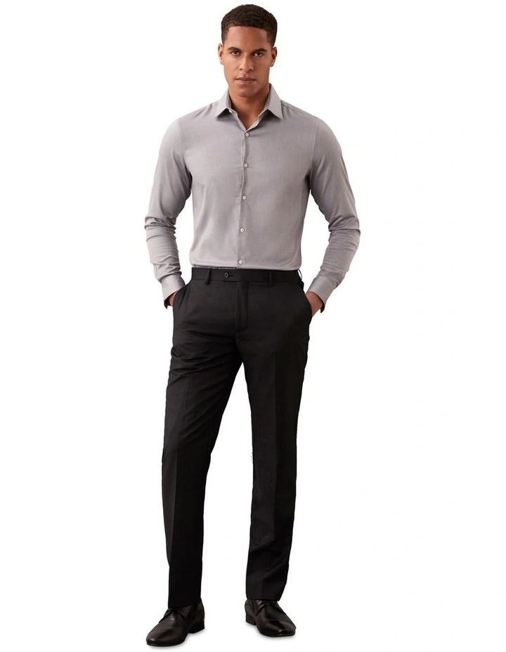 Slim Fit Long Sleeve Textured Shirt in Grey image 3