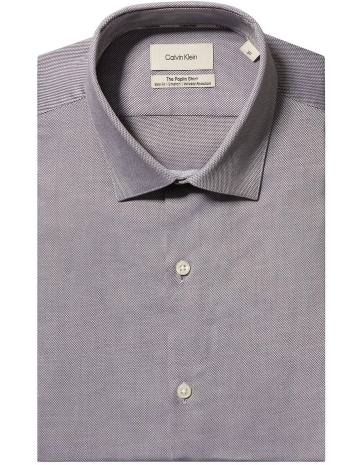 Slim Fit Long Sleeve Textured Shirt in Grey image 5