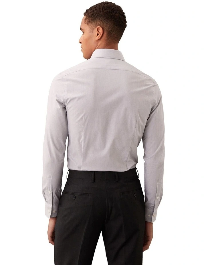 Slim Fit Long Sleeve Textured Shirt in Grey image 2
