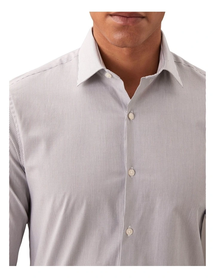 Slim Fit Long Sleeve Textured Shirt in Grey image 4