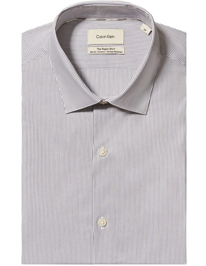 Slim Fit Long Sleeve Textured Shirt in Grey image 5