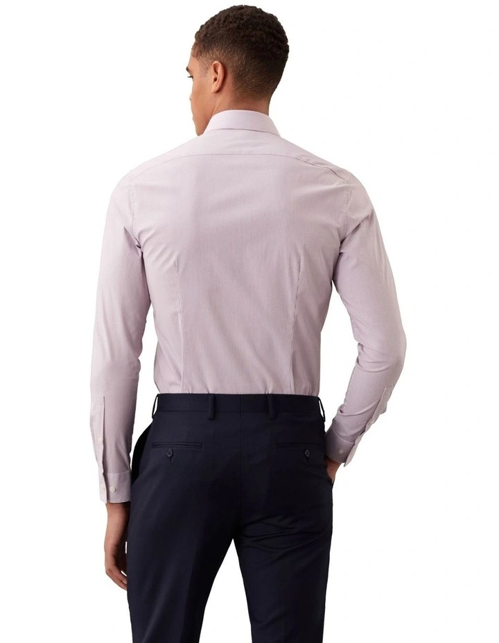 Slim Fit Long Sleeve Striped Shirt in Maroon image 2