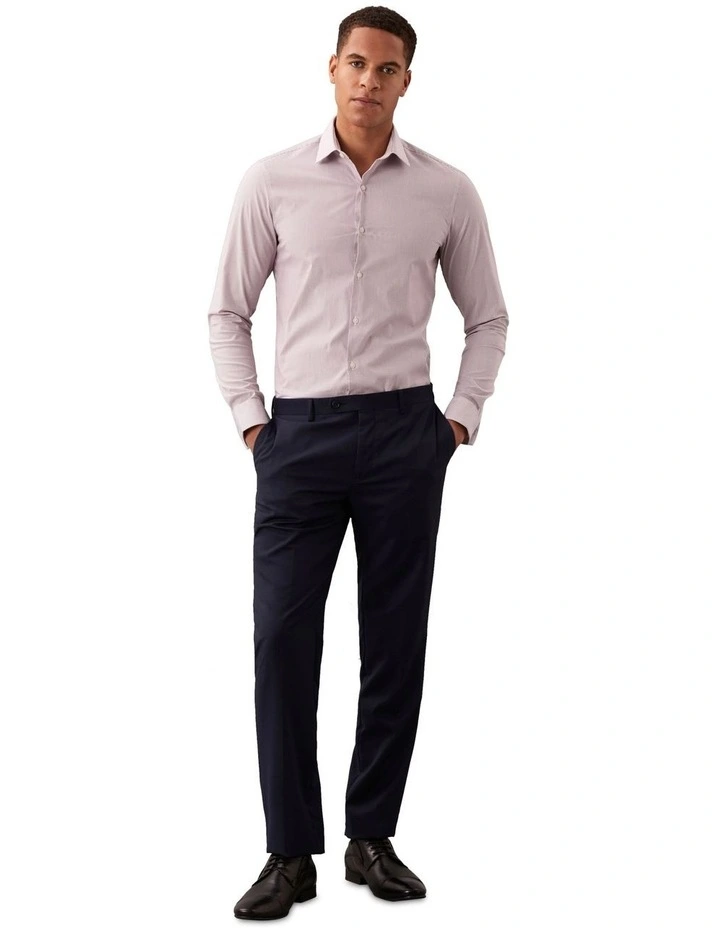Slim Fit Long Sleeve Striped Shirt in Maroon image 3