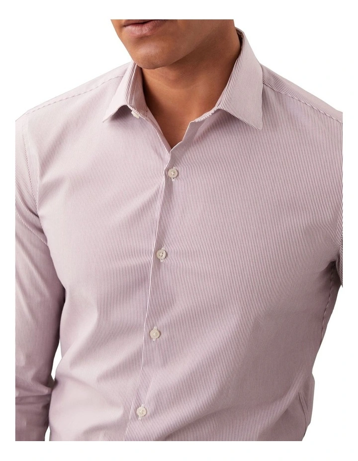 Slim Fit Long Sleeve Striped Shirt in Maroon image 4