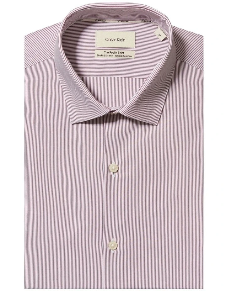 Slim Fit Long Sleeve Striped Shirt in Maroon image 5