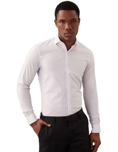 Slim Fit Long Sleeve Printed Shirt in White