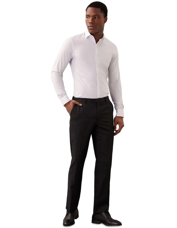 Slim Fit Long Sleeve Printed Shirt in White image 2