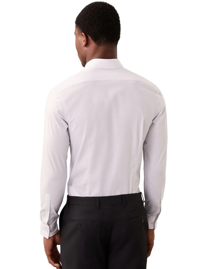 Slim Fit Long Sleeve Printed Shirt in White image 3