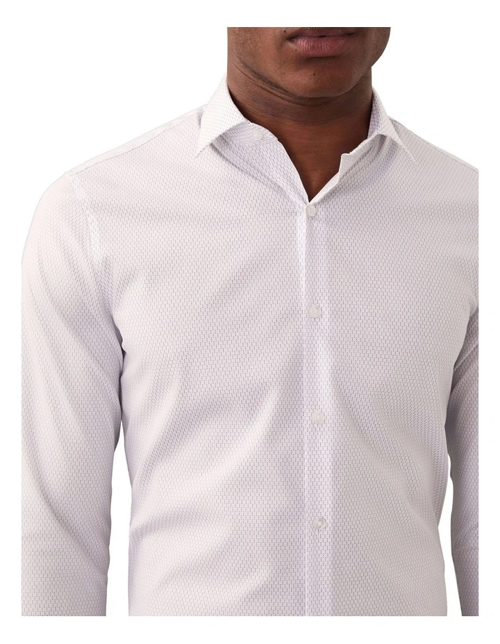 Slim Fit Long Sleeve Printed Shirt in White image 4
