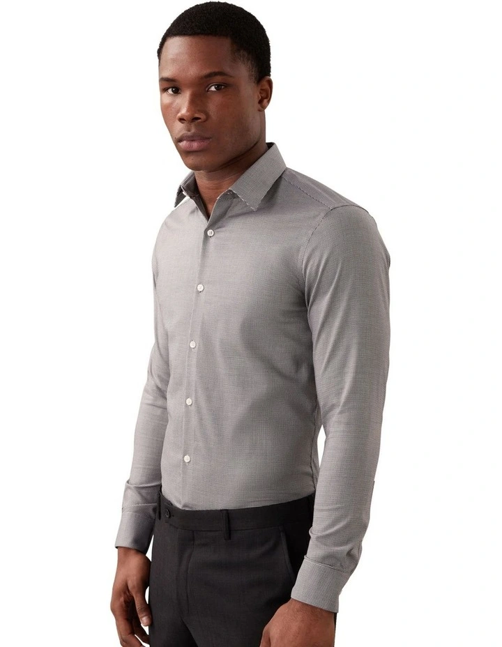 Slim Fit Mid Twill Check Shirt in Black image 1