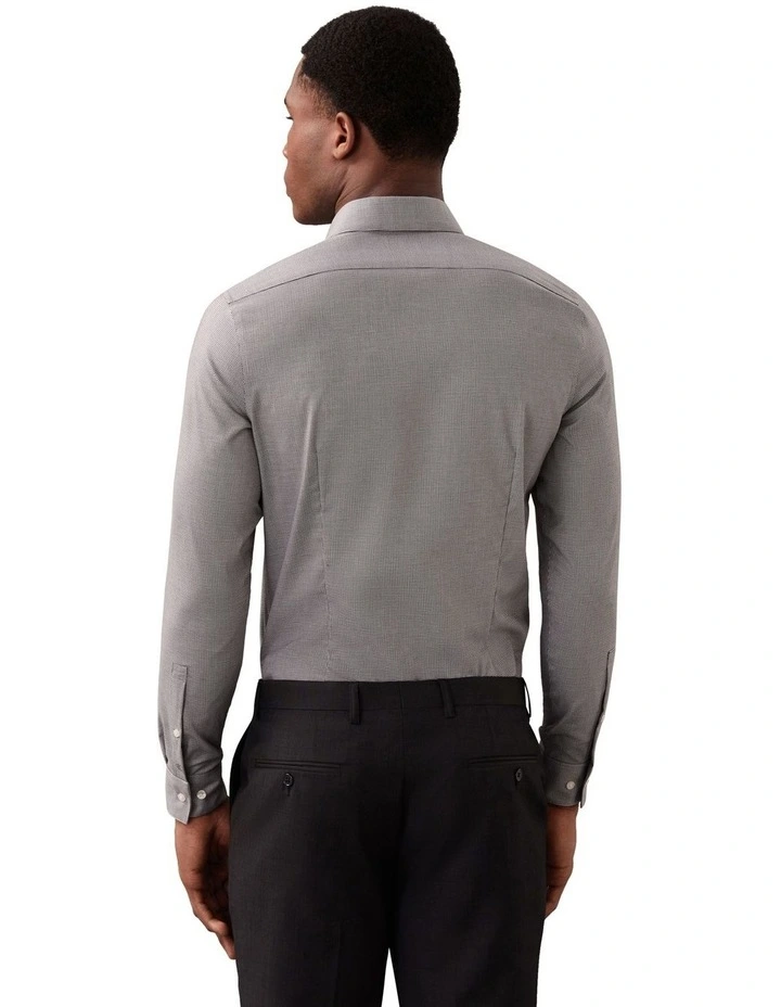 Slim Fit Mid Twill Check Shirt in Black image 2
