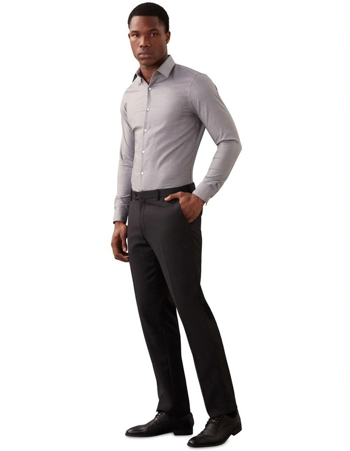 Slim Fit Mid Twill Check Shirt in Black image 3