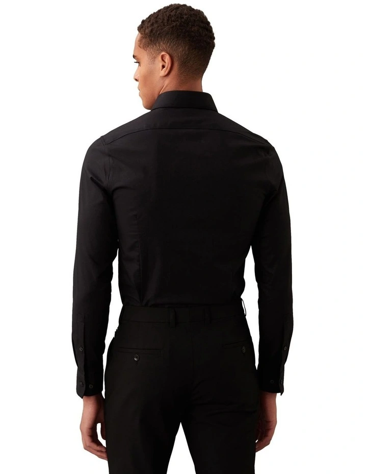 Slim Fit Long Sleeve Mid Twill Shirt in Black image 2