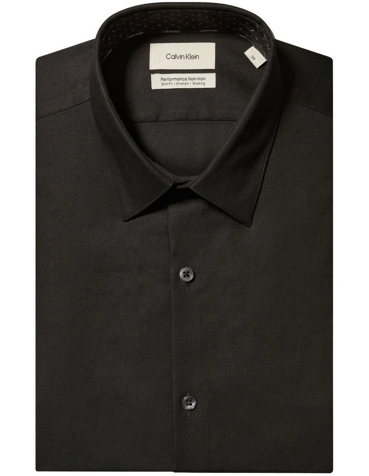 Slim Fit Long Sleeve Mid Twill Shirt in Black image 5
