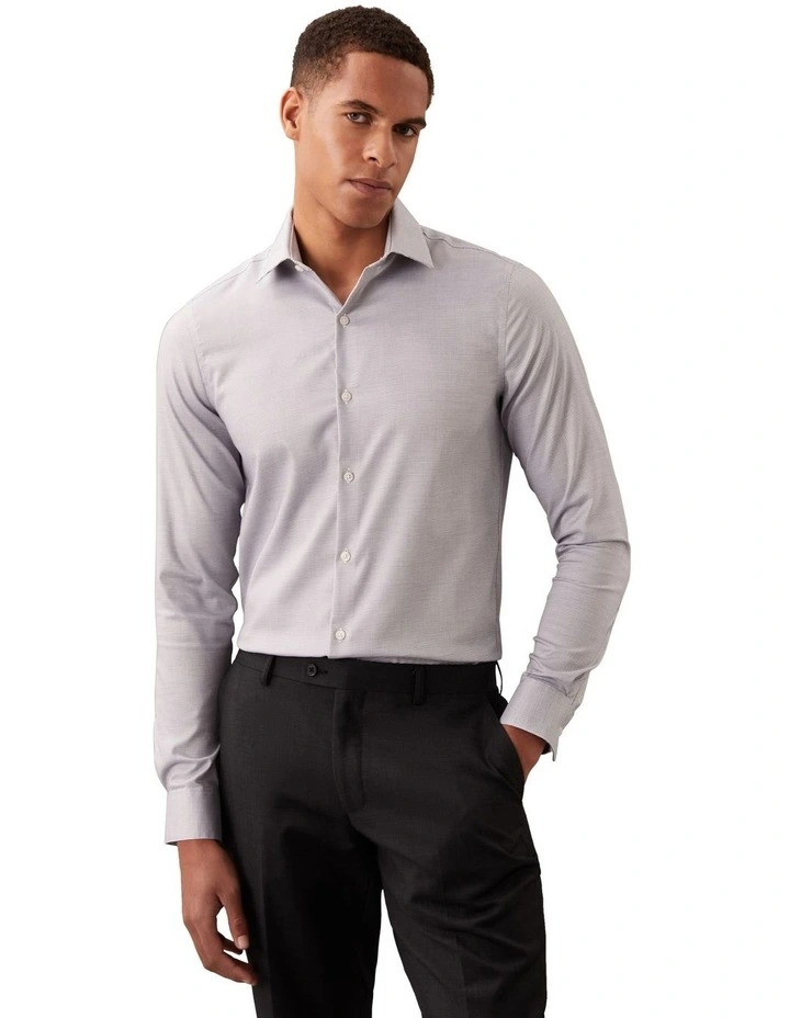 Slim Fit Mid Twill Woven Shirt in Grey image 1