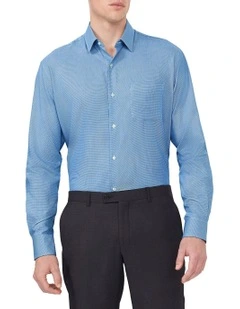 Classic Fit Mini Herringbone Shirt in Blue