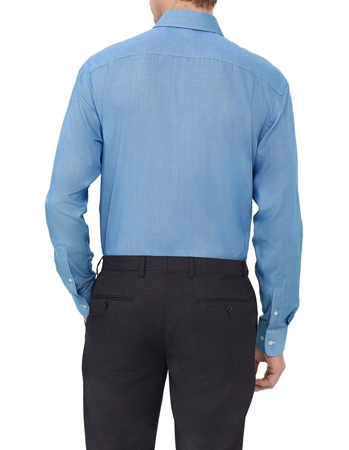 Classic Fit Mini Herringbone Shirt in Blue image 2