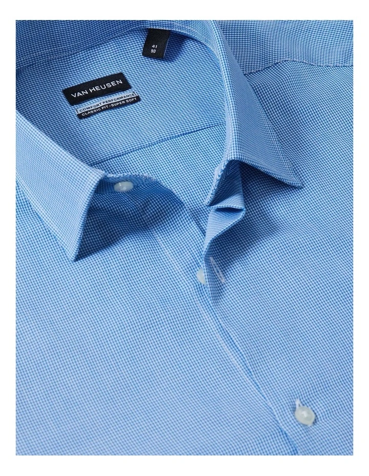 Classic Fit Mini Herringbone Shirt in Blue image 3