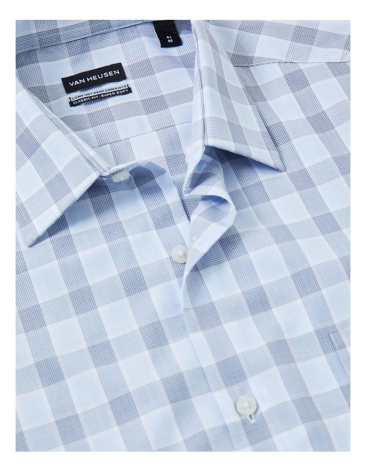 Classic Fit Bamboo Poplin Check Shirt in Sky image 3