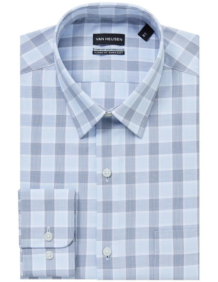 Classic Fit Bamboo Poplin Check Shirt in Sky image 4
