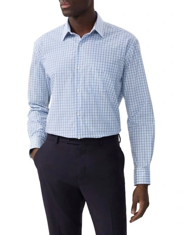 Easy Care Classic Fit Check Business Shirt in Sky