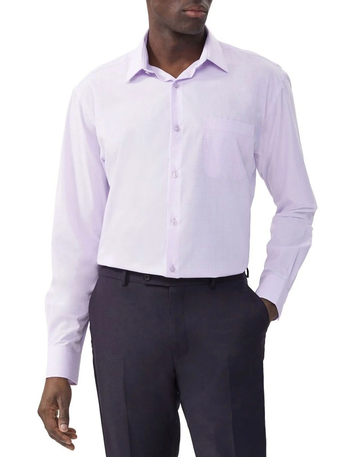 Classic Fit Self Check Shirt in Lilac image 1