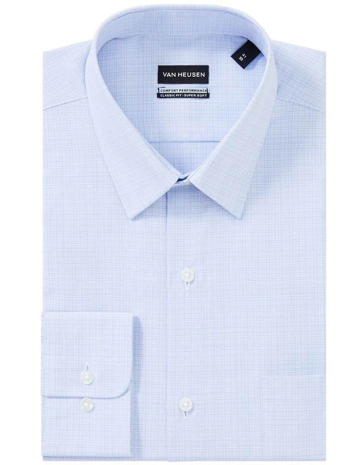Classic Fit Self Check Shirt in Sky image 3