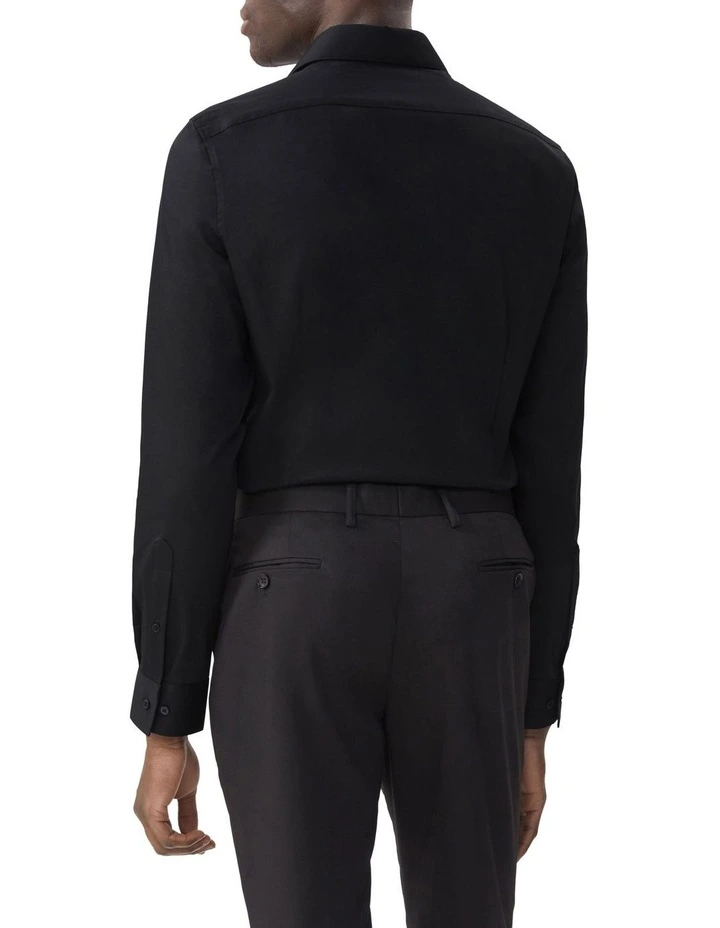 Slim Fit Plain Twill Shirt in Black image 2