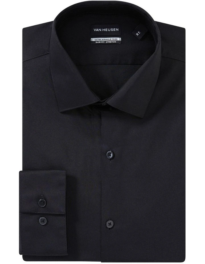 Slim Fit Plain Twill Shirt in Black image 3