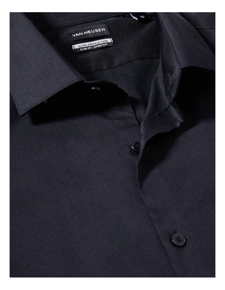 Slim Fit Plain Twill Shirt in Black image 4
